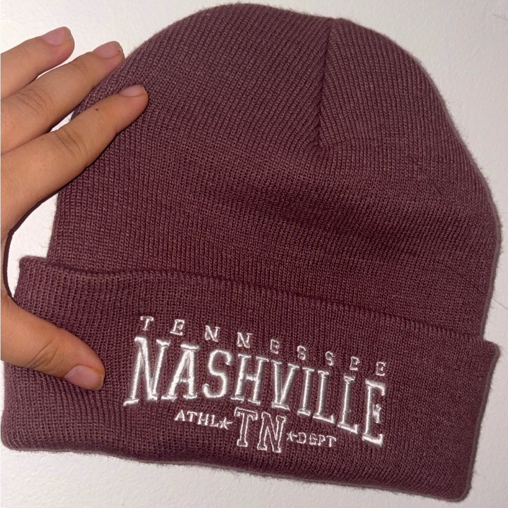 Brown Nashville Embroidered Beanie